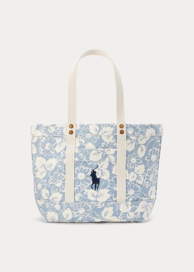 Polo Ralph Lauren Lærred Floral Medium Tote Bag Dame Danmark (GJMOP0619)